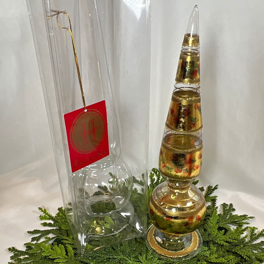 Vintage 1999 Home for the Holidays Tabletop Tree Topper Finial Glass Christmas